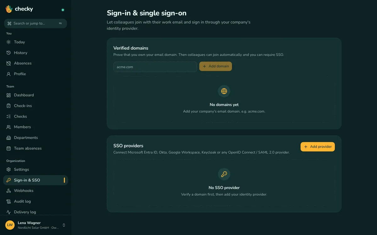 SSO: OIDC y SAML por organización